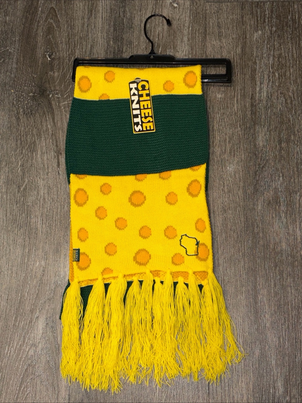 Green Bay Packers Winter Scarf Cheese Knits Wisconsin Go Pack Go Cheese Head